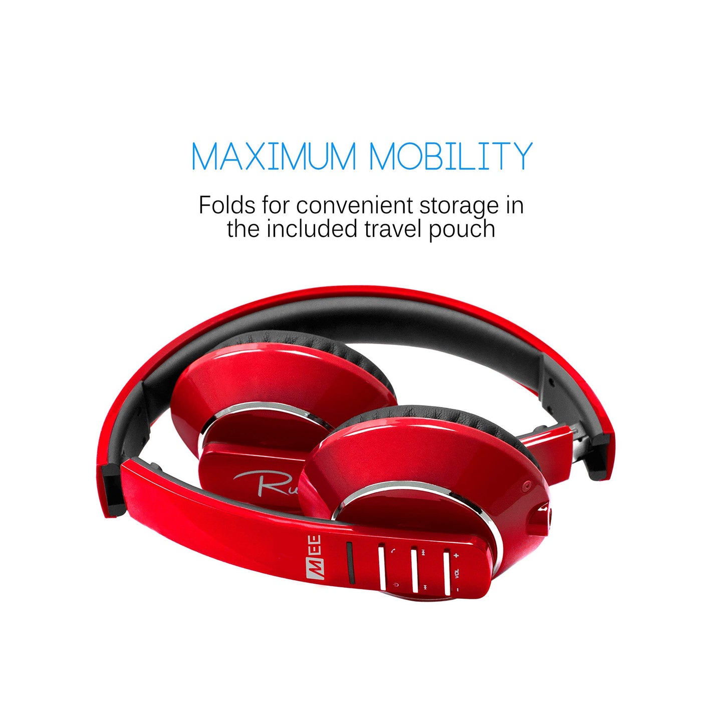 MEE audio Runaway 4.0 Bluetooth Stereo Wireless + Wired Headphones with Microphone (Red)