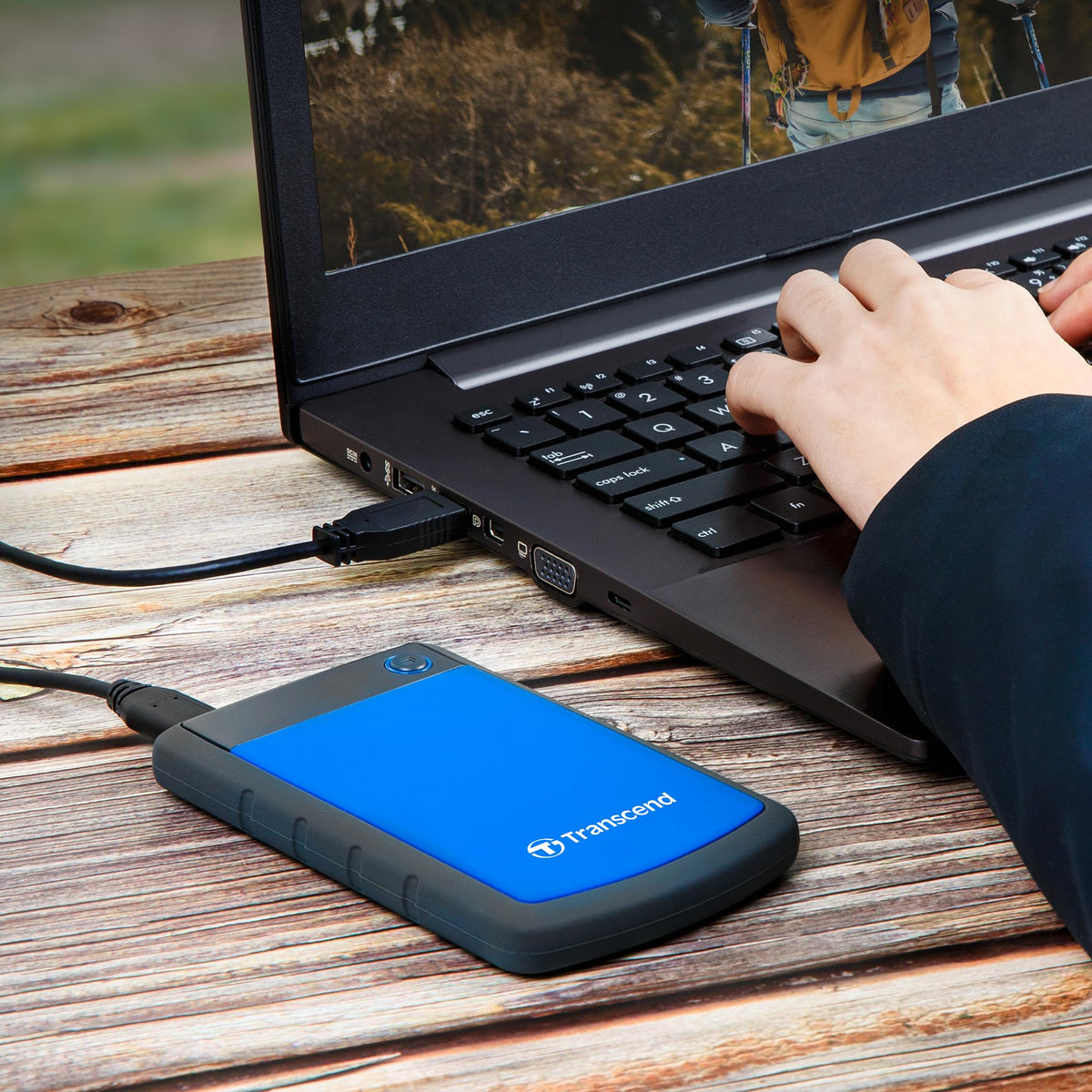 Transcend 1TB StoreJet 25H3 Rugged Portable HDD, One Touch Backup