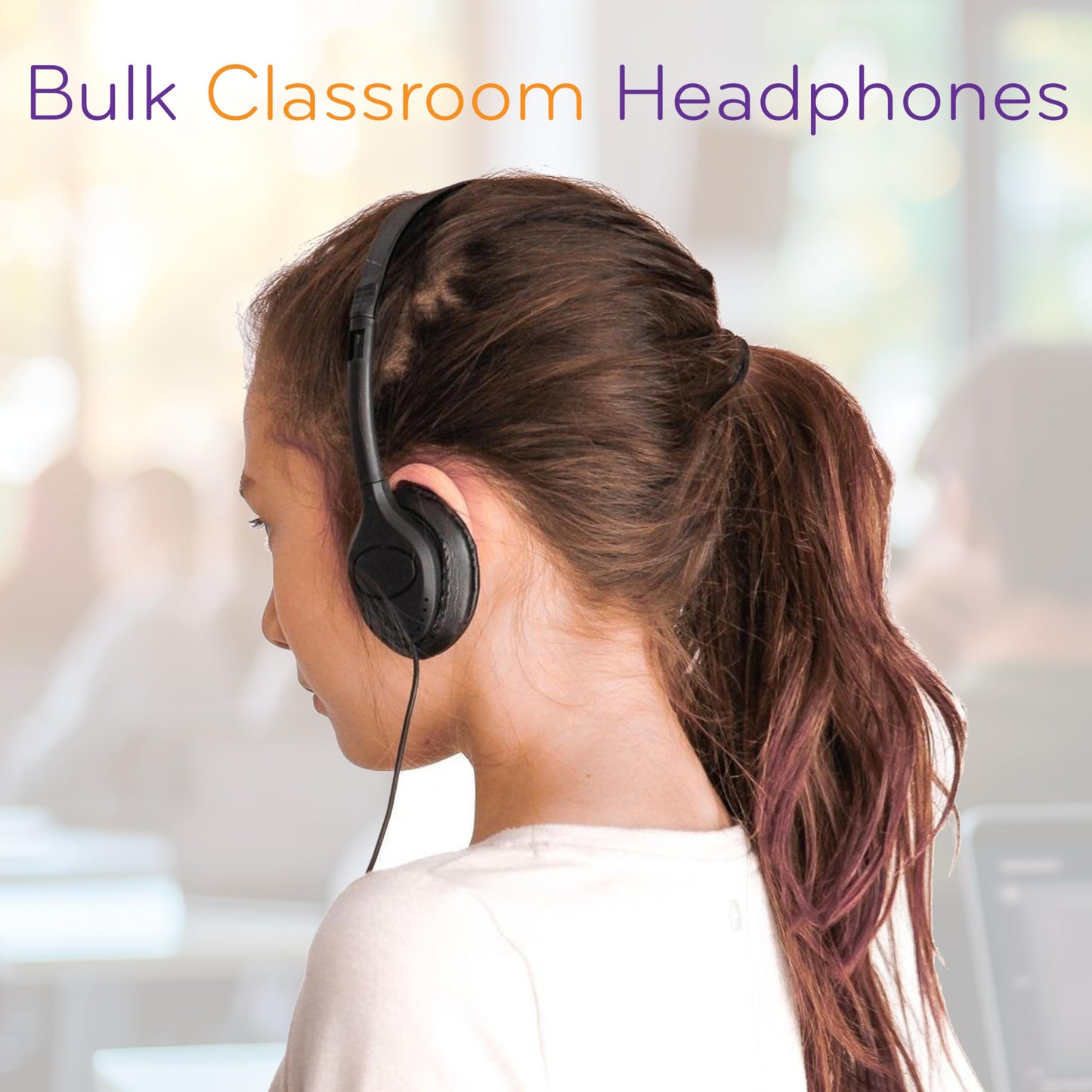 Soundnetic SN313 Bulk Classroom Headphones 50 Pack - Over The Head Stereo Low Cost Headphones with Leatherette Earpads - Ideal for Schools