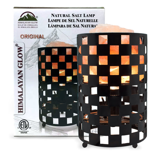 Himalayan Glow Projective Style Metal Basket Night Light with Pink Chunks, Bulb,(ETL Certified) Dimmer Switch,Calming & Relaxing Salt Lamp, Pink Salt