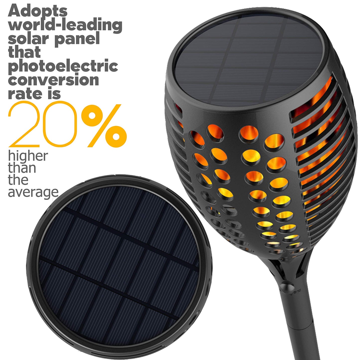 Sunlitec Solar Lights, Waterproof Flickering Flames Torches Lights Outdoor Landscape Decoration Lighting Dusk to Dawn Auto On/Off Security Torch Light