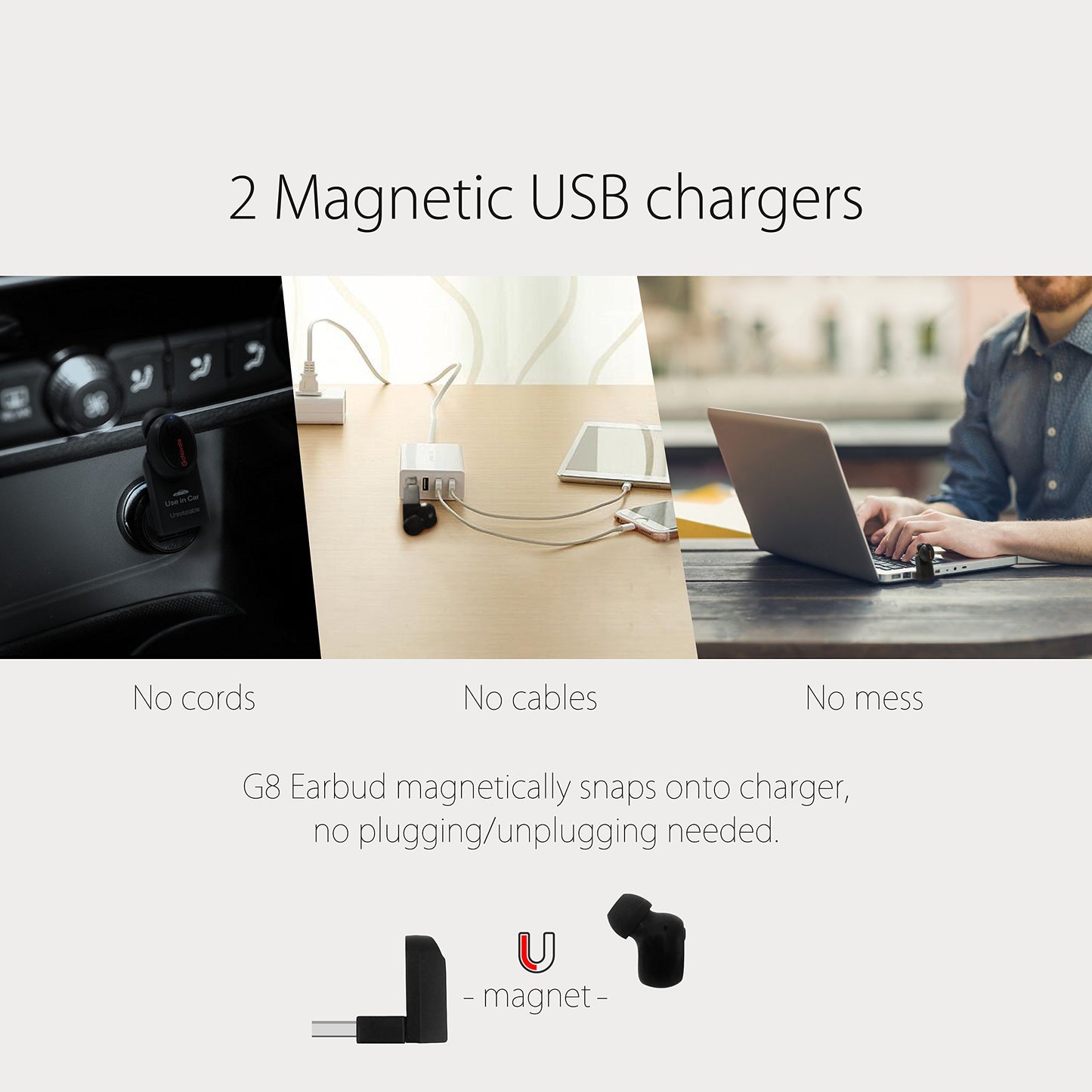 GoNovate G8 Bluetooth Earpiece Wireless Headphone Mini Invisible Earbud, 6 Hrs Playtime 2 Magnetic USB Chargers Tiny Smallest Headset Single Car