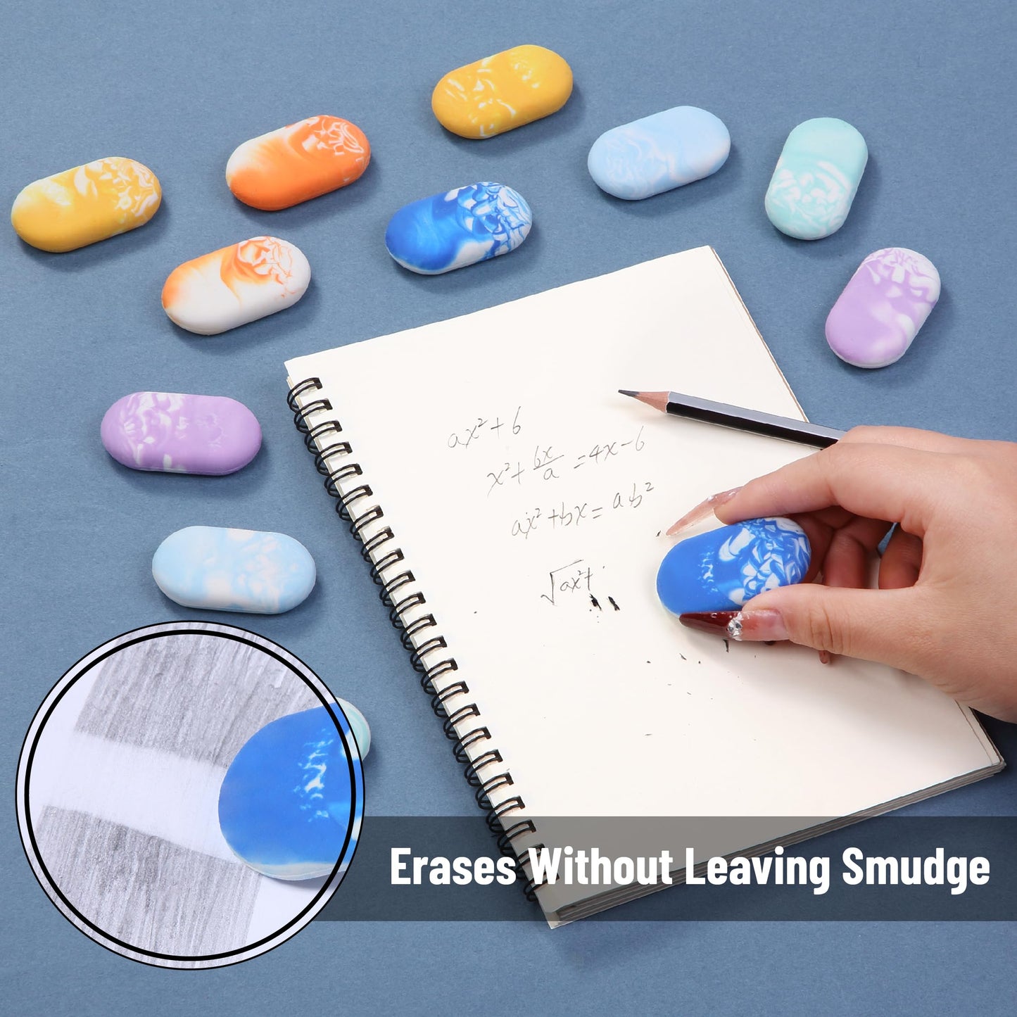 Mr. Pen- Marble Pencil Erasers, 12 Pack, 1" x 2"