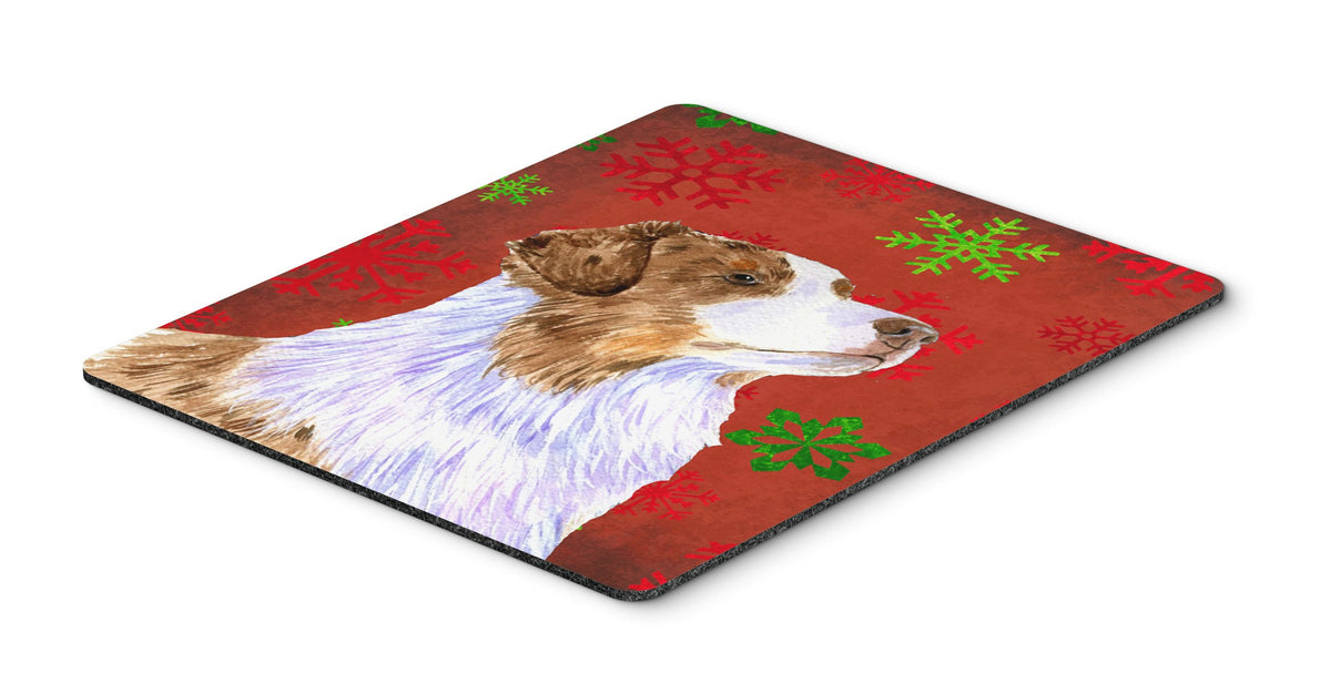 Caroline's Treasures LH9318MP Australian Shepherd Red Green Snowflakes Christmas Mouse Pad, Hot Pad or Trivet for Home Office Gaming Working Computers