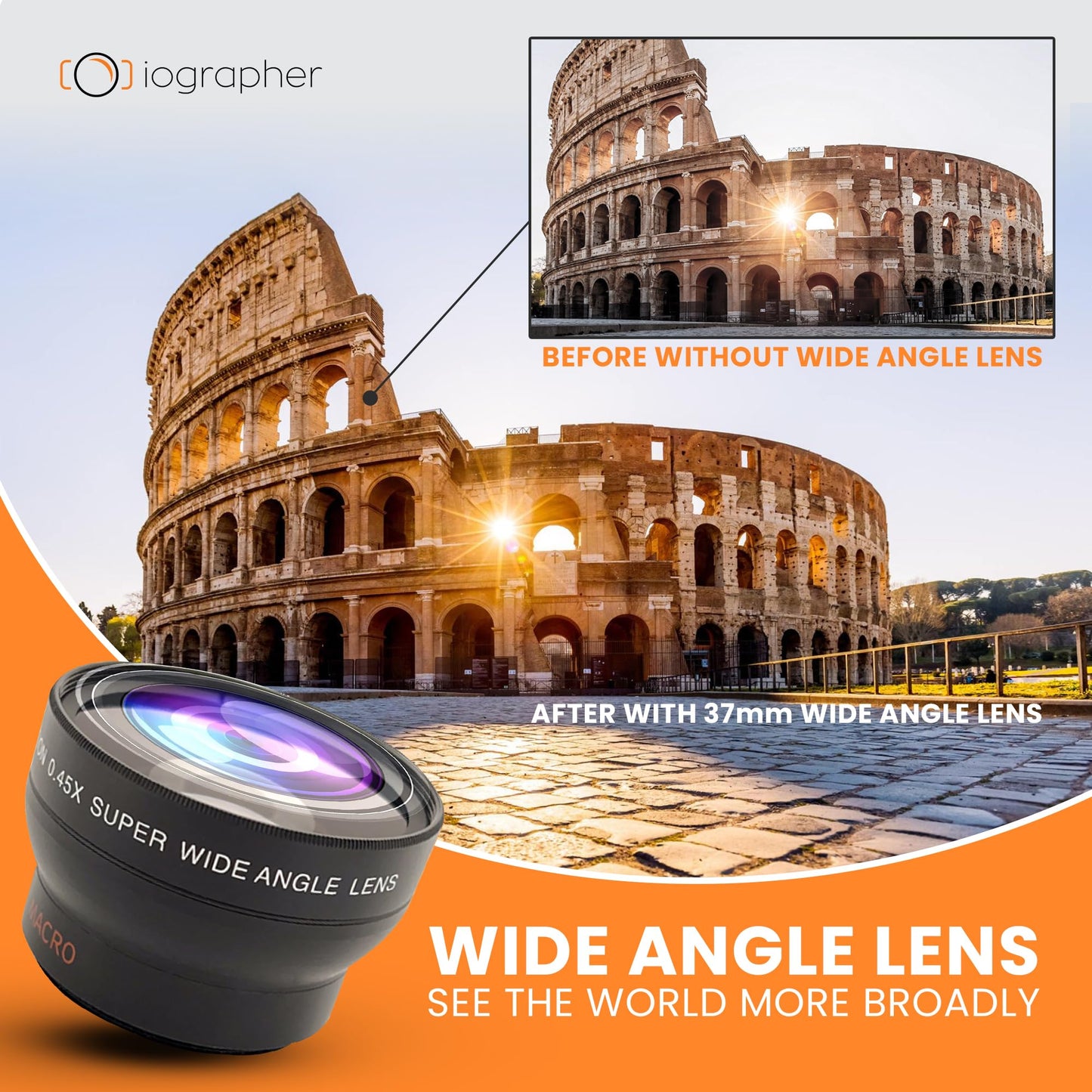 iOgrapher 37mm Wide Angle Lens for iPhone and Smartphones - Macro Lens and Wide Phone Lens - Macro Lens for iPhone and Other Smartphones - Camera Lens