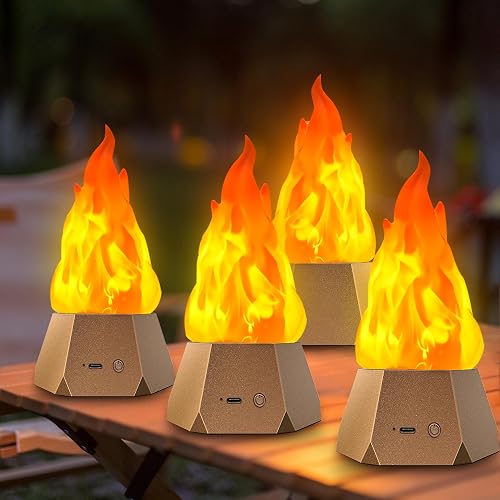 Ollcuz Night Lights, Multi-Purpose Fake Fire Lamp, USB Rechargeable Flickering Flame, 3-Mode LED Flame Light for Kids Children Bedroom Party Bar