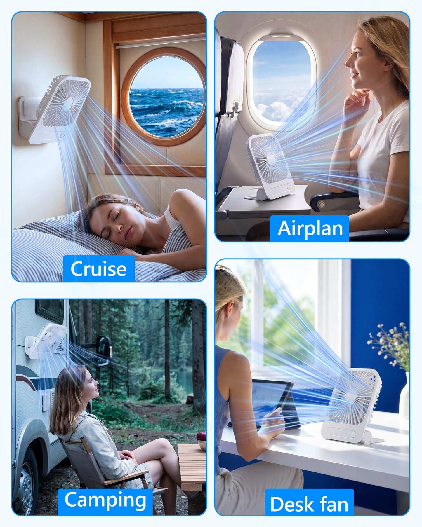 scenein Usb Small Wall Mount Fan with Magnetic Base for Cruise Ship Cabin