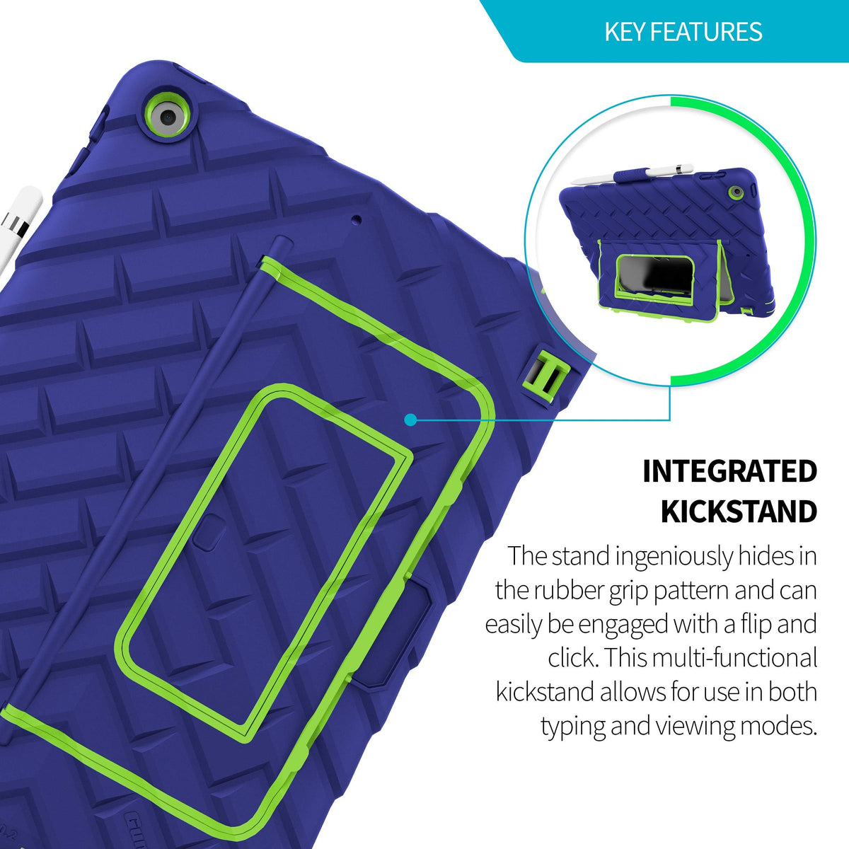 Gumdrop Hideaway Case for Apple iPad 9th/8th/7th Gen - Blue/Green
