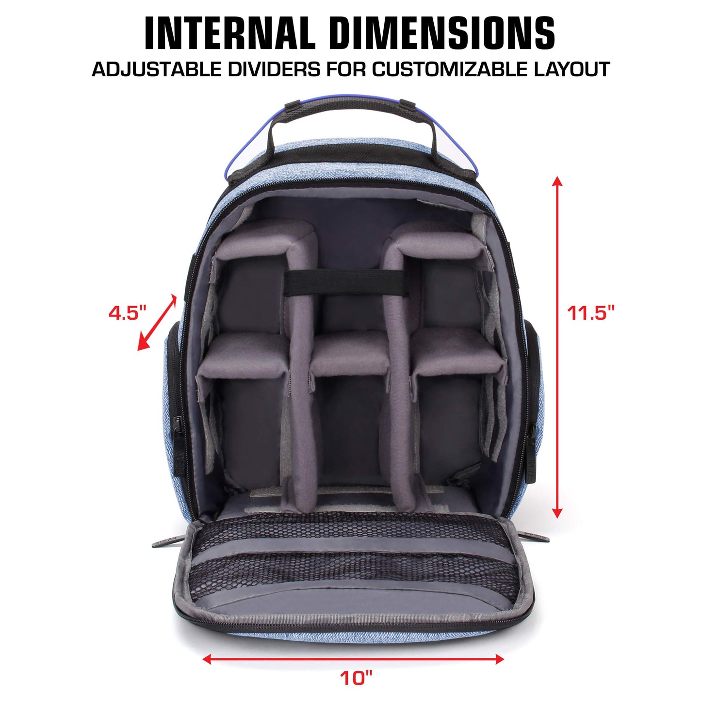 USA Gear Portable Camera Backpack for DSLR with Customizable Accessory Dividers, Weather Resistant Bottom and Comfortable Back Support - Compatible