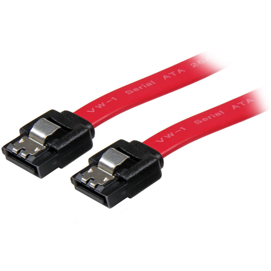 StarTech.com 18in Latching SATA Cable - SATA Cable - Serial ATA 150/300/600 - SATA (R) to SATA (R) - 1.5 ft - latched - red - LSATA18