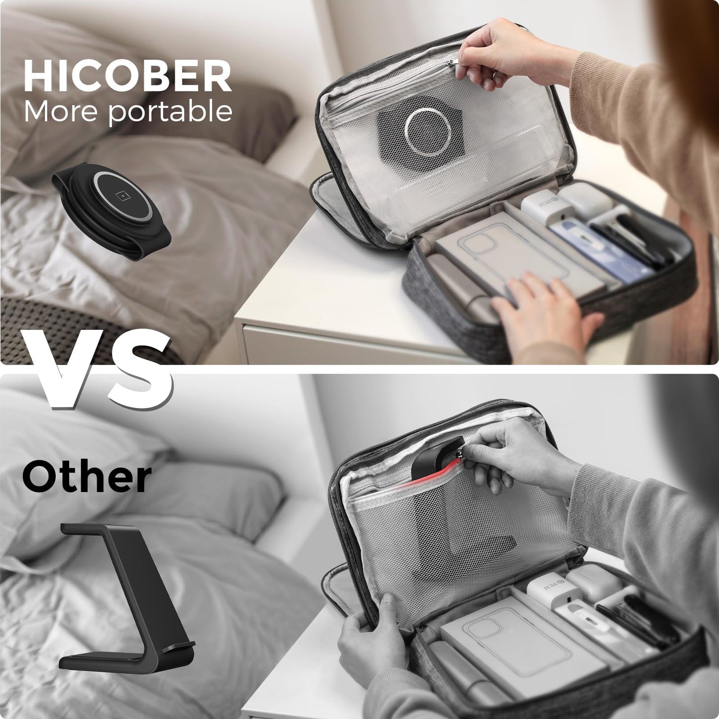 HICOBER 3 in 1 Charging Station for Multiple Apple Devices, Compatible with iPhone 17/16/15/14/13, Apple Watch & AirPods, Foldable Fast Wireless