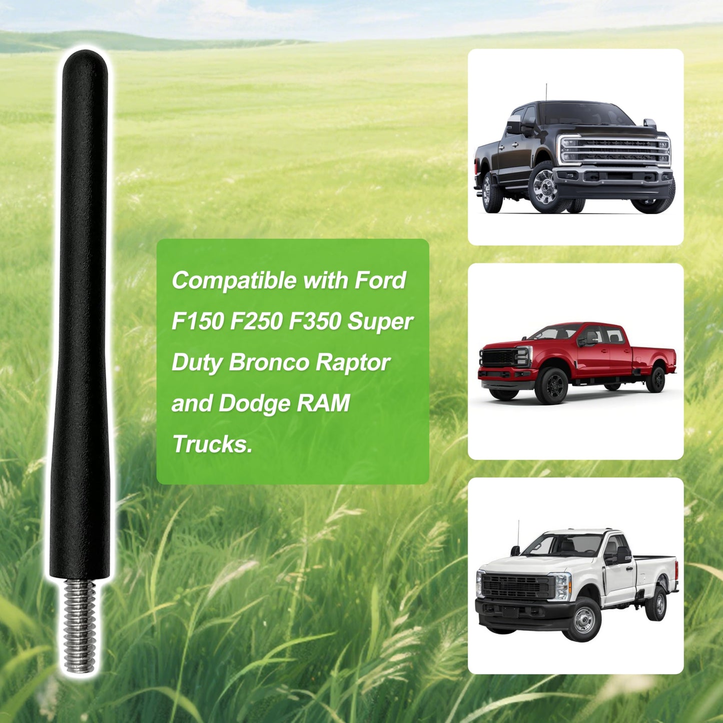 Short Antenna Car Truck Compatible with F150 F250 F350 Super Duty, Bronco, Ford Raptor Accessories & Dodge RAM - Carwash Safe Antenna for Truck 4 Inch