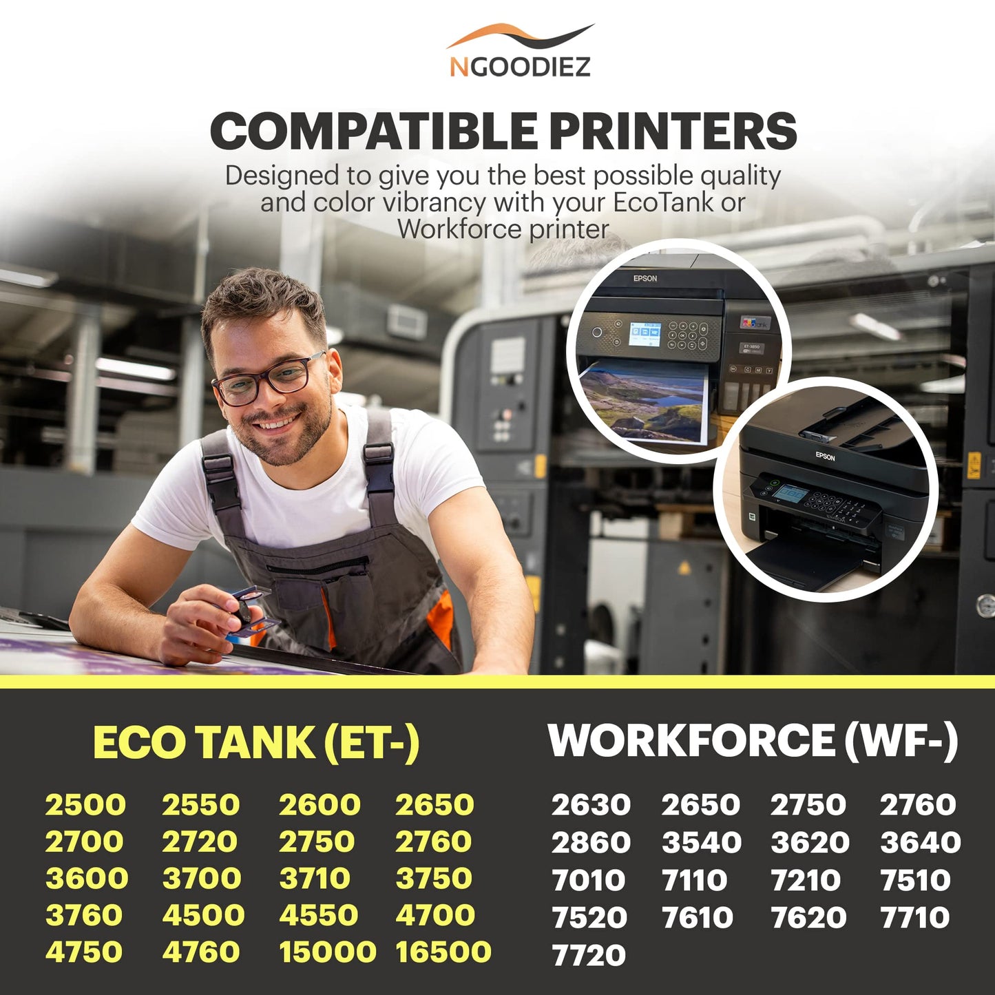 NGOODIEZ Eco Solvent Ink Auto-Fill Water Based Ink, Conversion Kit Refill Ink for Epson EcoTank & Workforce Printers - Ideal for HTV, Vinyl Stickers