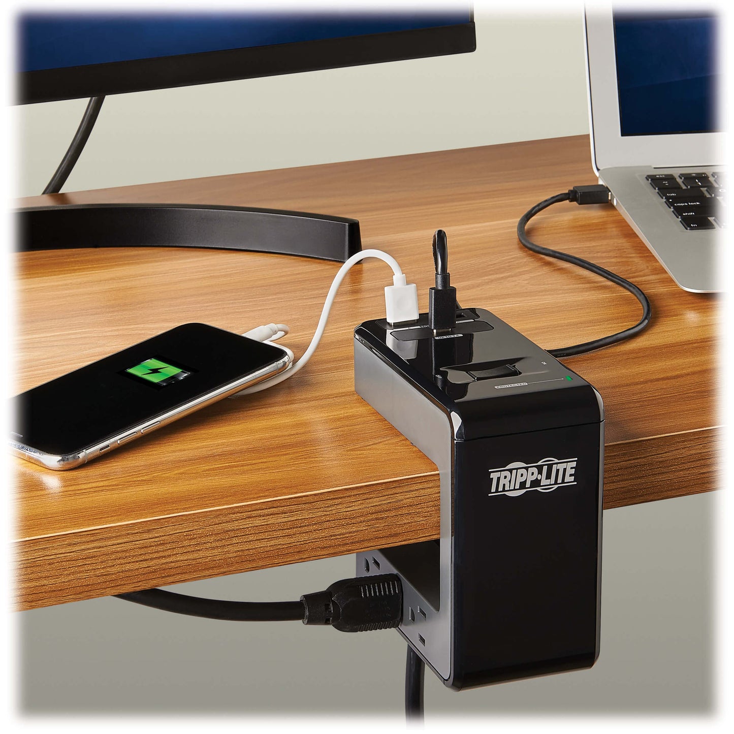 Tripp Lite Safe-IT Desk Clamp Surge Protector, 6-Outlets, USB-C & 2 USB-A Ports, 8Ft / 2.4M Cord, $50,000 Insurance & Limited Life Manufacturer's