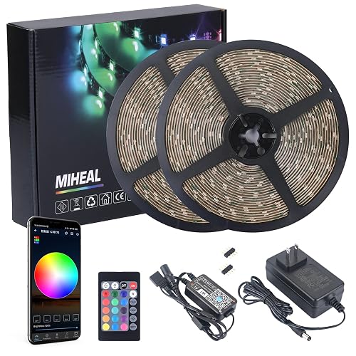 MIHEAL Led Light Strip, WiFi Wireless Smart Phone Controlled 65.6ft Waterproof Strip Light Kit White Band 5050 LED Lights,Working with Android and iOS