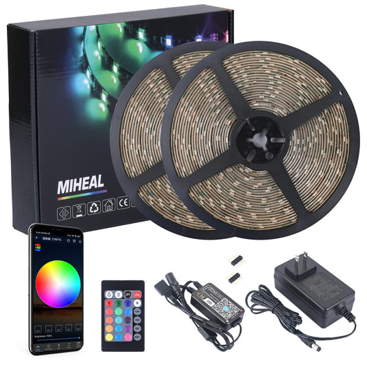 MIHEAL Led Light Strip, WiFi Wireless Smart Phone Controlled 65.6ft Waterproof Strip Light Kit White Band 5050 LED Lights,Working with Android and iOS