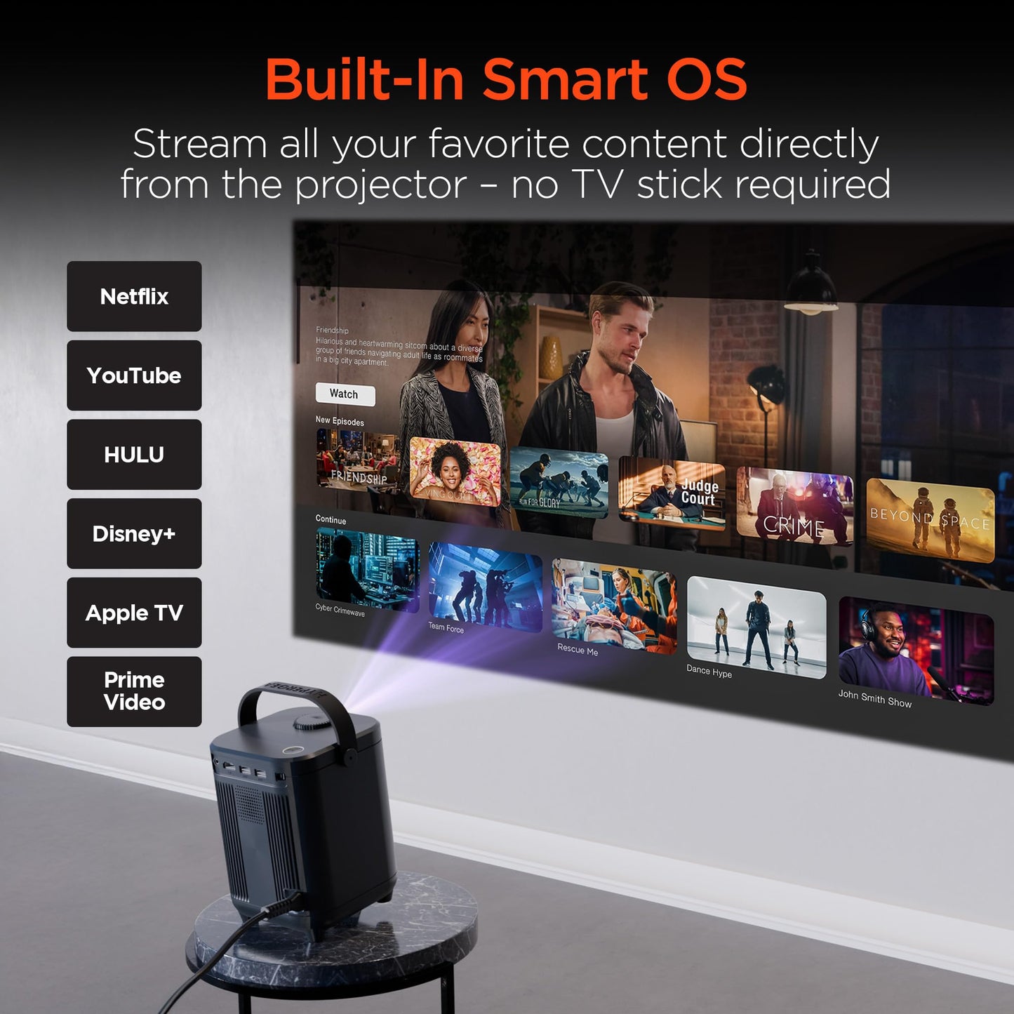 HyperGear Mini Portable Projector with Wifi & Bluetooth, 5W Speaker, 30-200 Inch Picture, Movies, Games & Streaming, 1280 x 720p HD Resolution