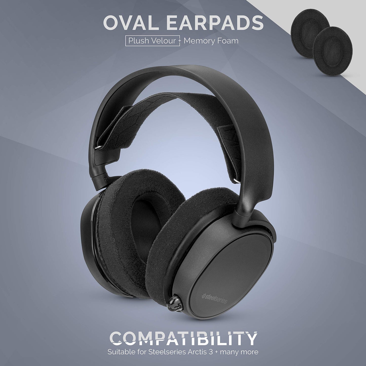 Velor Replacement Ear Pads for HyperX Cloud & Alpha, ATH M50X, Steelseries Arctis, Logitech G Pro & More Headphones, Soft Velour, Memory Foam & Long