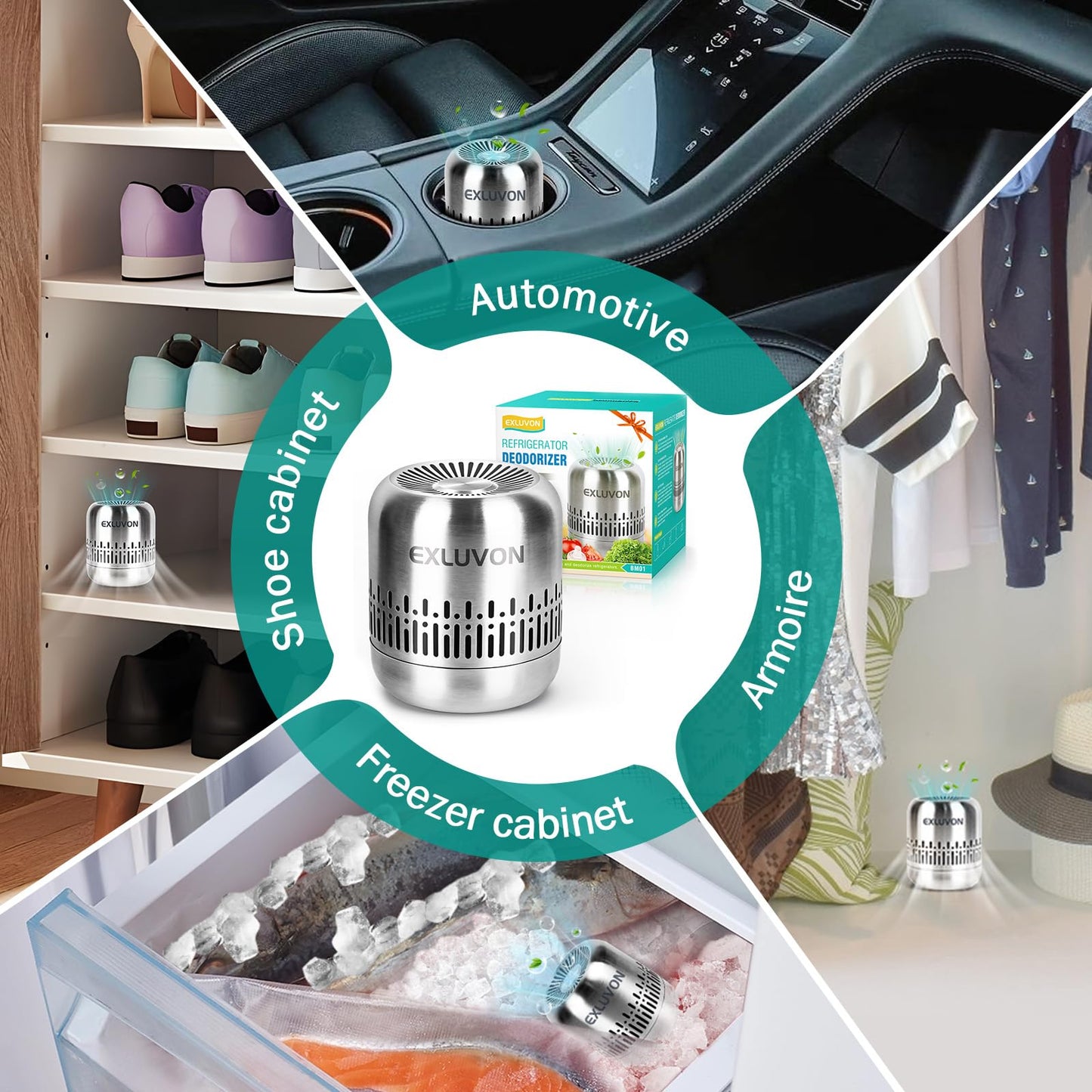 Exluvon Refrigerator Deodorizer, Up to 10 years, Catalytic Odor Remover