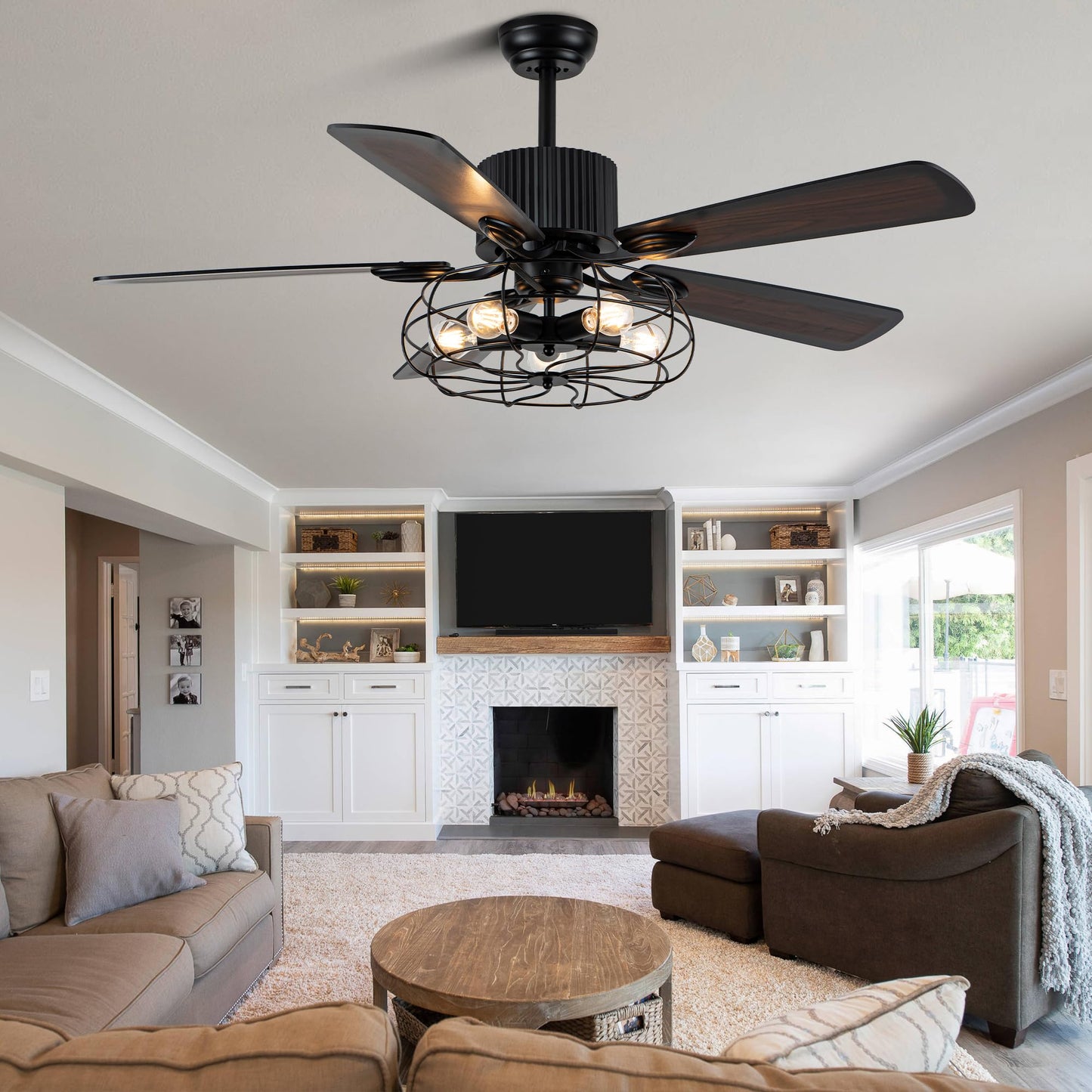 Dawn Whisper 52 Inch Farmhouse Ceiling Fans with Lights for Living Room