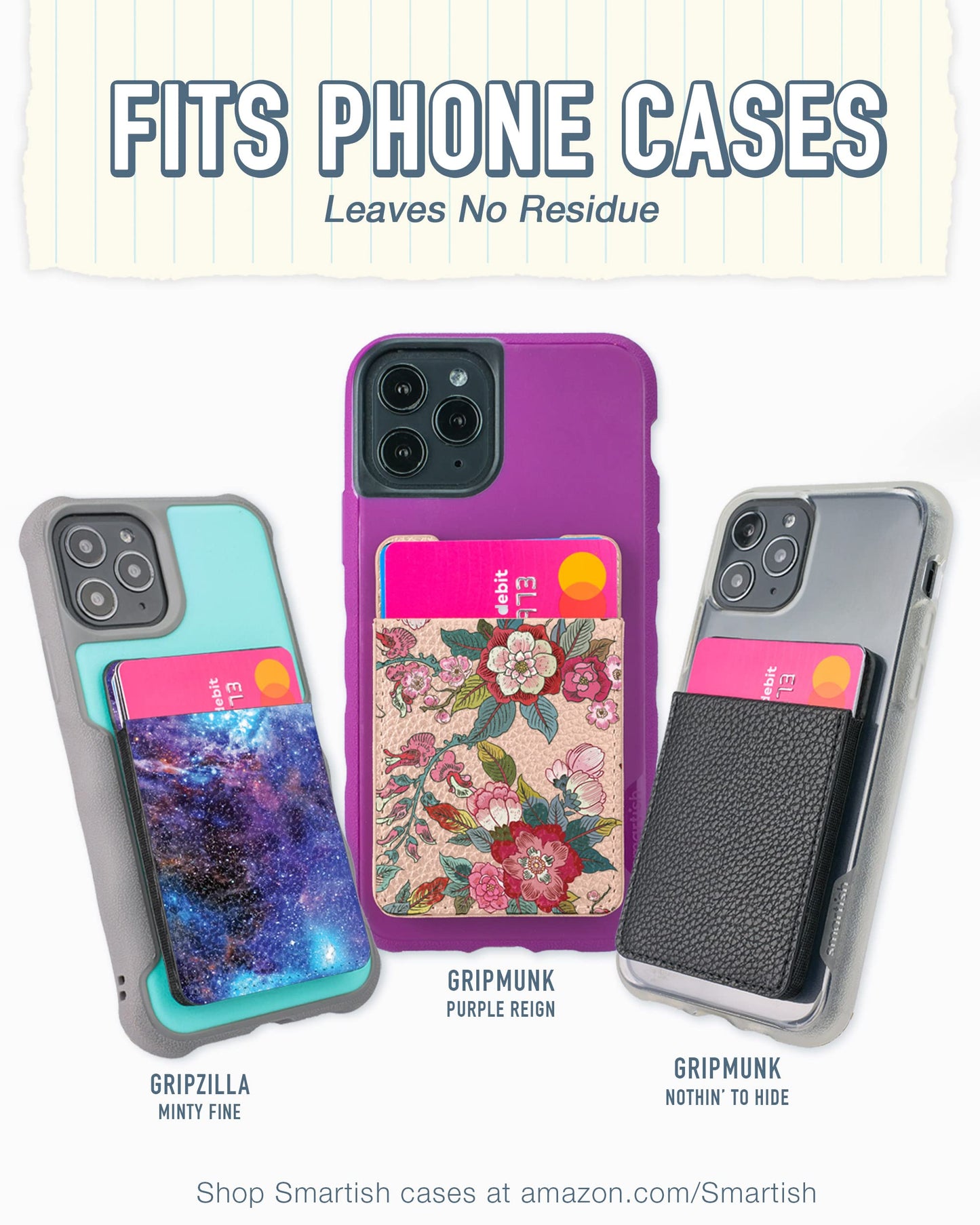Smartish Stick-on Phone Wallet - Sidecar Slim Expandable Credit Card Pocket - Universal Fit- iPhone and Android - Flavor Of The Month