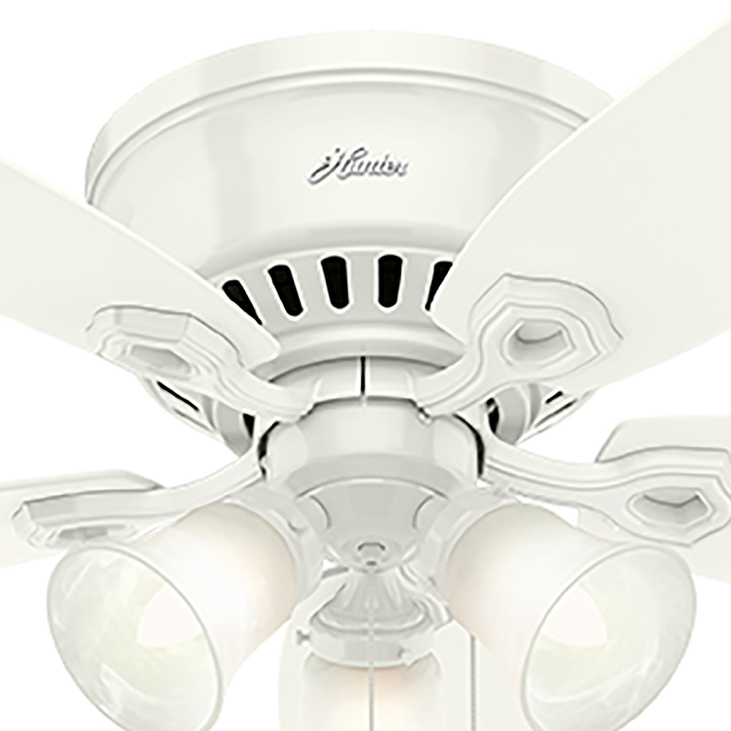 Hunter Fan 52 inch Low Profile Ceiling Fan in Snow White with 3 Light, 5 Blade (Renewed)