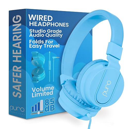 Puro Sound Labs Kids Wired Headphones - Volume-Limiting & Adjustable, Safer & Comfortable Headphones for Kids - Compatible with PCs, Smartphones