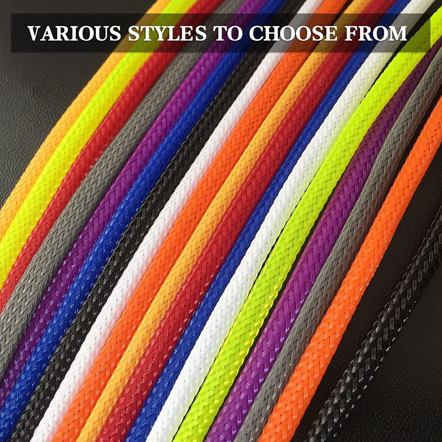 Othmro 1Pcs 393.7inch/32.8ft PET Expandable Cord Protector Wire, 0.16" Width Loom Tubing Cable Non-Split Sleeving Flexible Wire Mesh Sleeve Black Gold