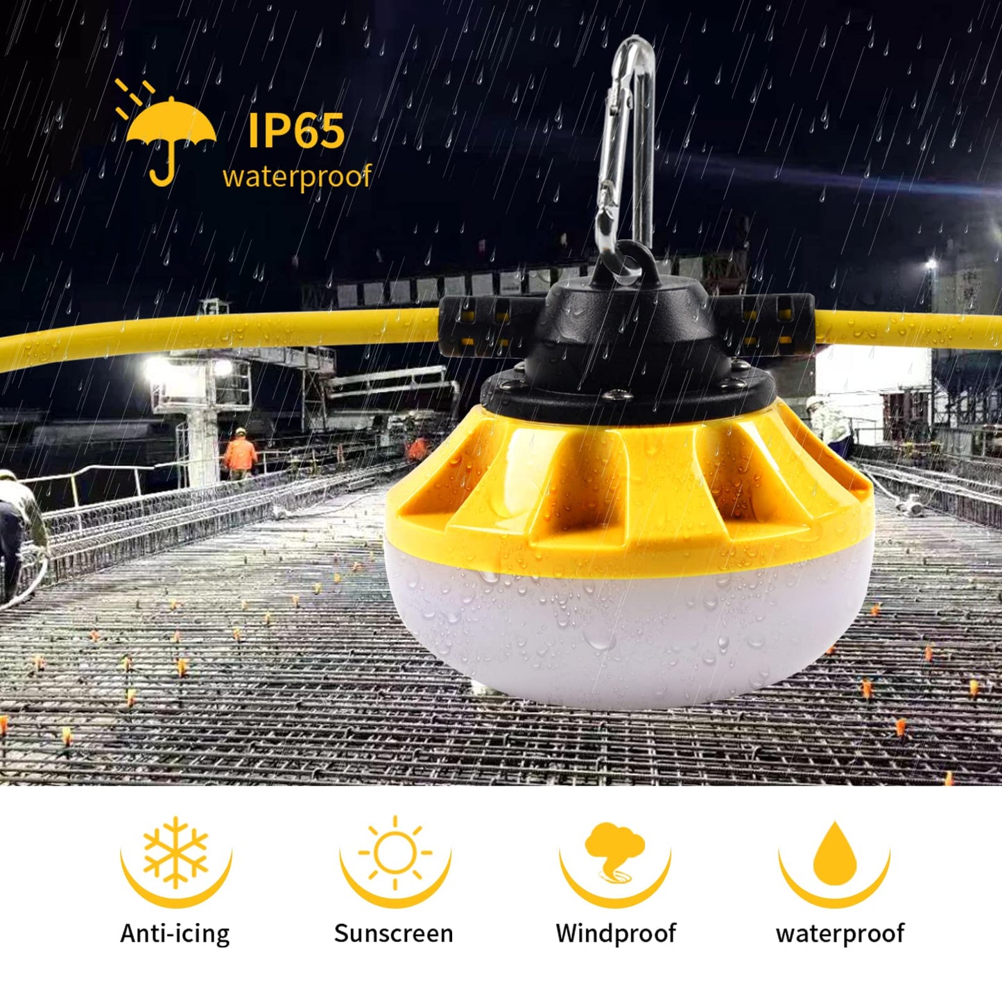 HooYan 100FT Construction LED String Lights, Industrial Grade Best for Construction Sites, Renovation,Patio, Mine cave, Outdoor, and Other Outdoor