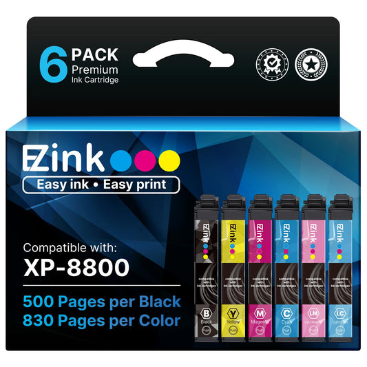E-Z Ink Remanufactured 340XL Combo Pack Ink Cartridge Replacement to use with XP-8800 Printer (1 Black,1 Cyan,1 Magenta,1 Yellow,1 Light Cyan,1 Light