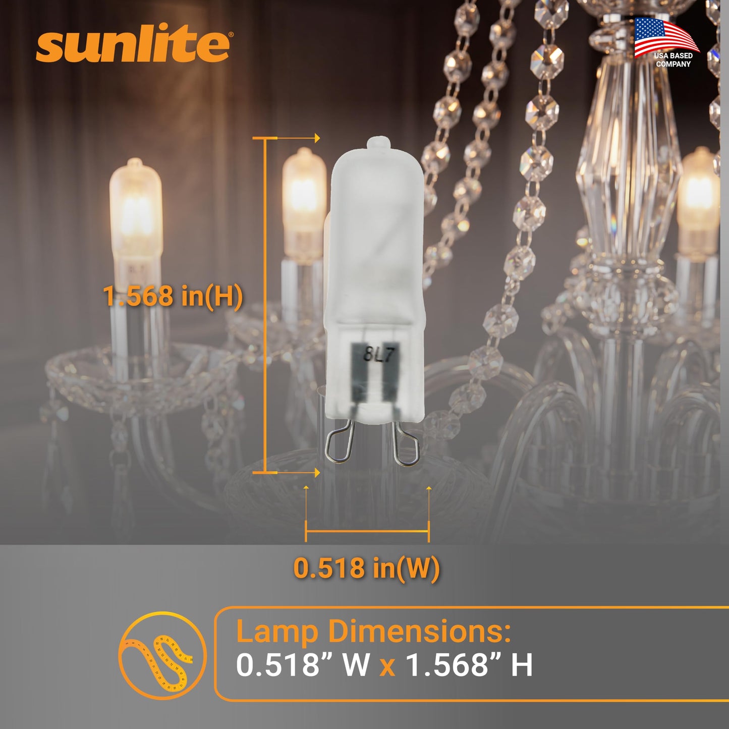 Sunlite Halogen Q50 T3.5 Single Ended Light Bulb, 50 Watts, 600 Lumens, 120 Volts, G9 Bi-Pin Wire Style Base, 100 CRI, Dimmable, Title-20 Compliant
