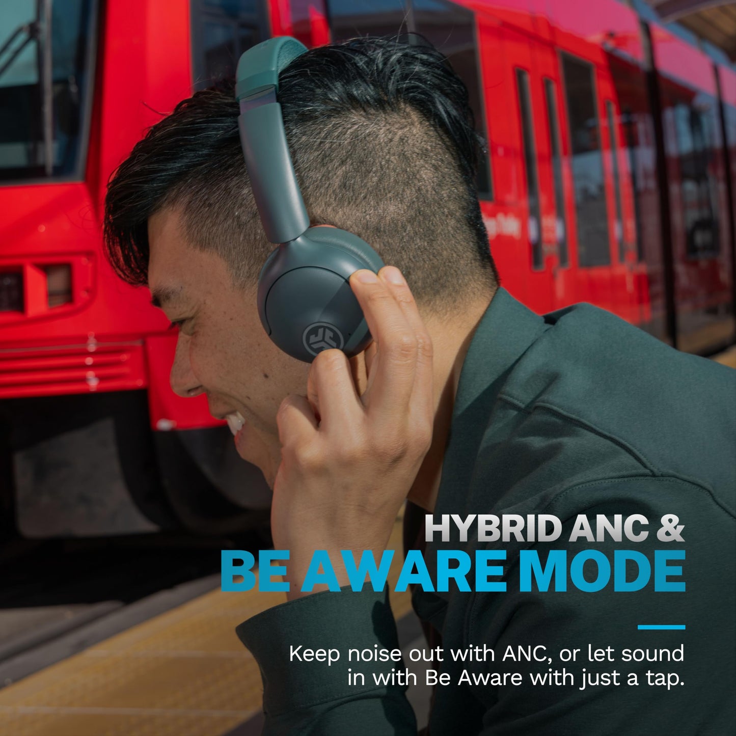 JLab Go Lux ANC Wireless Headphones, Sage, Hybrid Active Noise Cancelling, Premium On-Ear Bluetooth Headset, Customizable Sound, Be Aware Mode, Cloud…