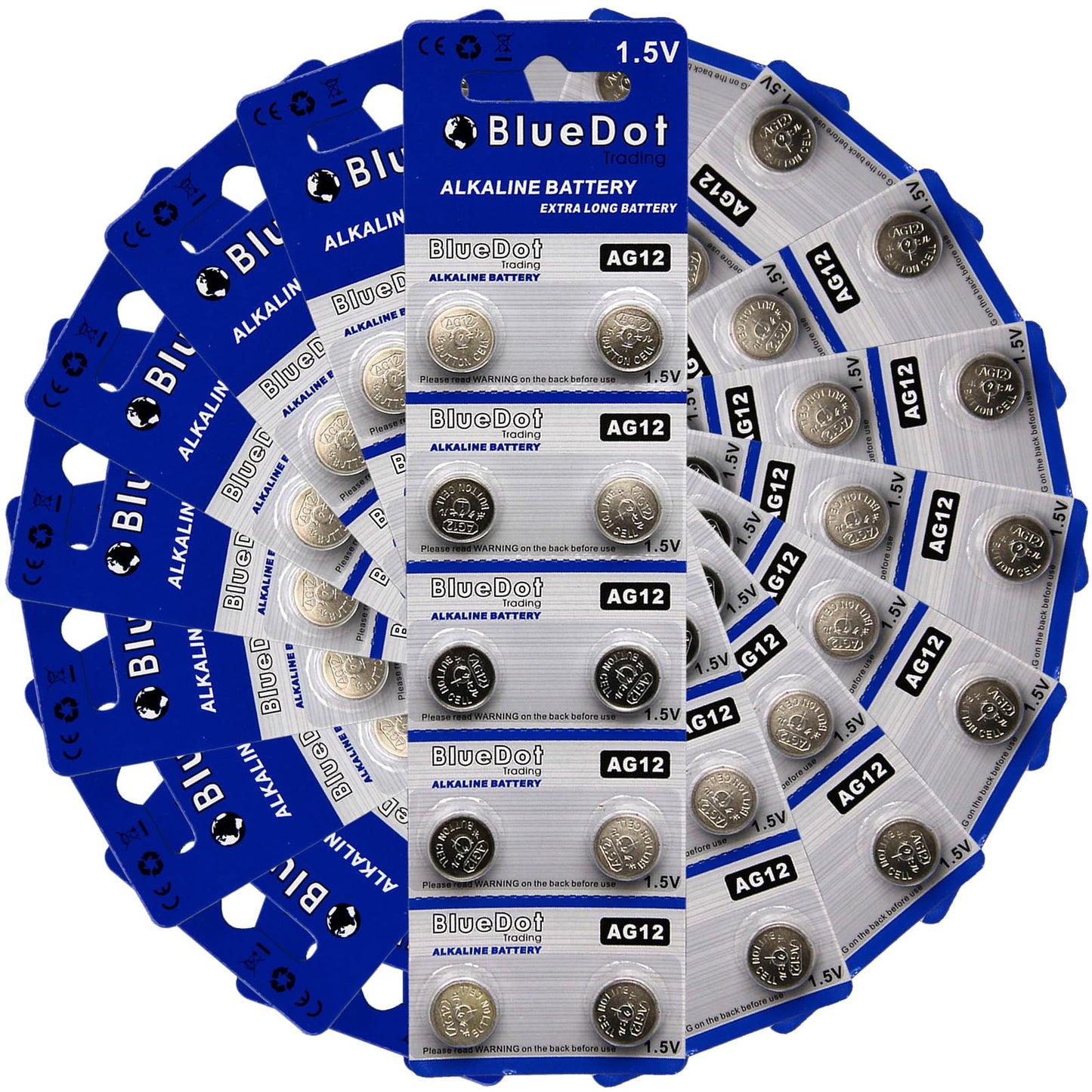 BlueDot Trading AG12 1.5V Alkaline Coin Cell Battery for Watch, Hearing Aid, Calculator, Flashlights, Keyless Entry, LR43 SR43 260 386 Batteries, 1…