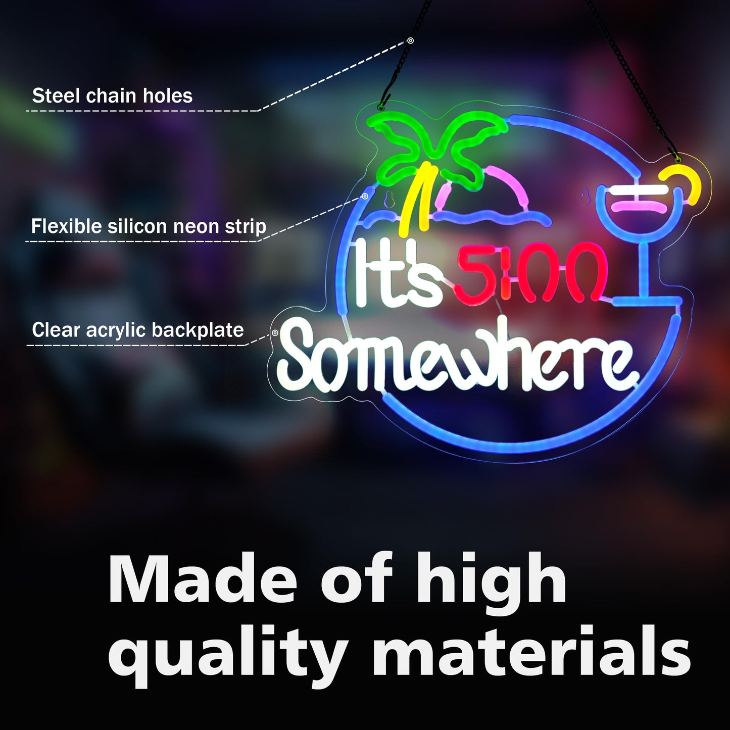 Its 5 00 O'clock Some Where Neon Sign Night light for Bar Club Bedroom Hotel Pub Cafe Wedding Birthday Party Gifts