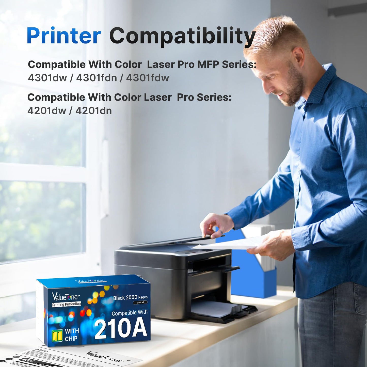 210A Black Toner Cartridges 2 Pack (with Chip) - Replacement for HP 210X 210A Toner Cartridges Works for HP Color Laserjet Pro MFP 4301fdw Toner