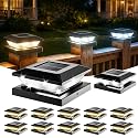 4x4-Solar-Post-Cap-Lights-Outdoor 12 Pack Solar Powered Fence Post Lights 3 Lighting Modes Deck Postcap Light for 3.5x3.5 4x4 Wood/Vinyl Posts LED