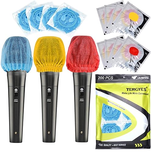200 PCS (100 Pack) Microphone Hygiene Covers Disposable Non-woven Handheld Mic Mike Cover Windscreen Protective Cap for KTV Karaoke Recording Room