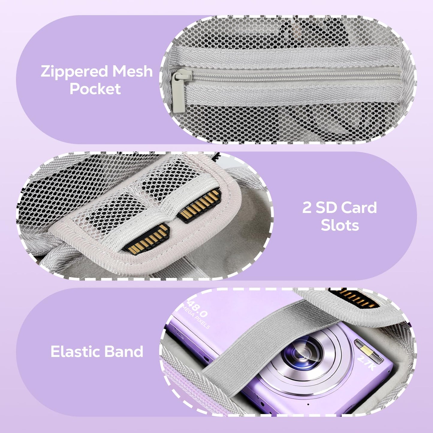 MoKo Digital Camera Case for KODAK PIXPRO FZ55/FZ45/CAMKORY DC403 FHD 1080P/Canon IXUS 285 HS/STUOGYUM DC402-AF, Small Cute Travel Carrying Protective
