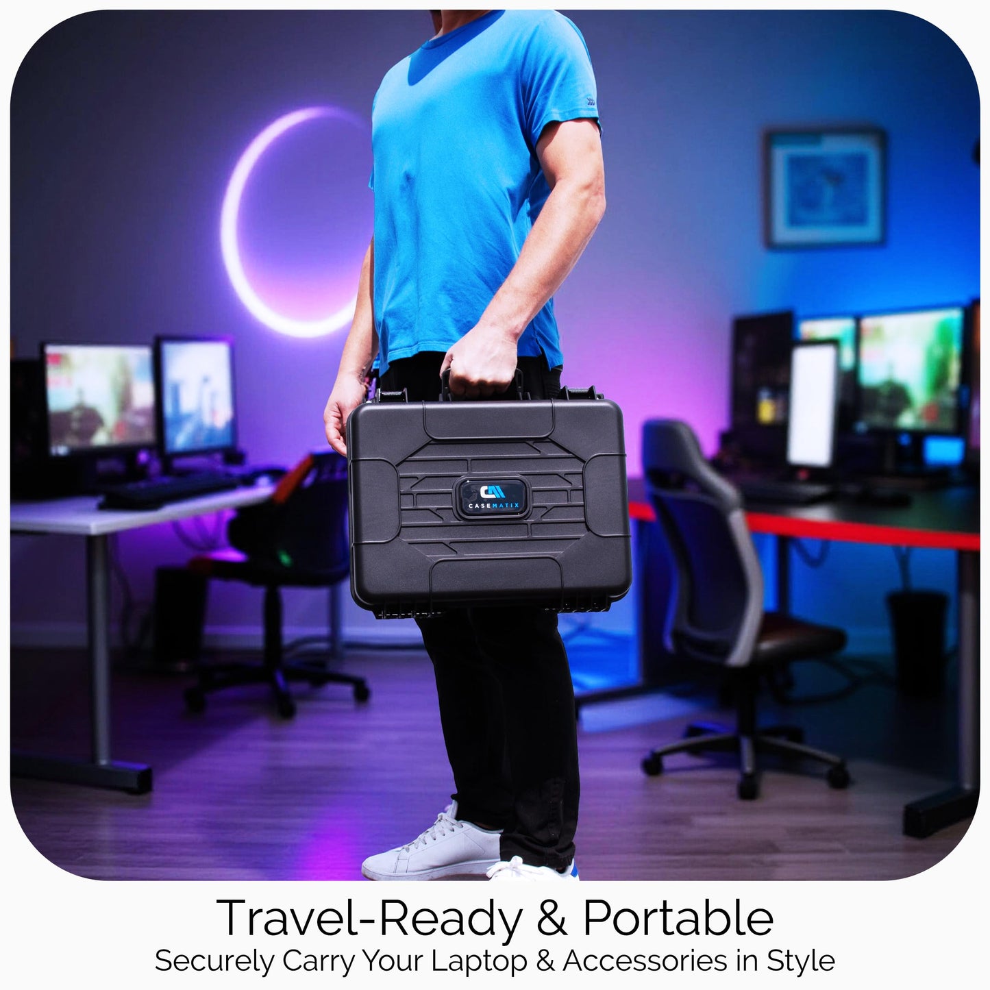 CASEMATIX Wireless Microphone Case - Hard Shell Mic Carrying Case with Customizable Foam, Compatible with Sennheiser, Shure, Audio-Technica, Nady