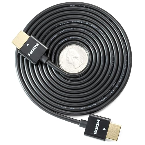 NTW High Performance Ultra Slim HDMI Cable (16.5ft) Premium High Speed Ultra Thin HDMI cable with RedMere Technology, 1080p, 4K HDR, 10.2Gbps, 36AWG