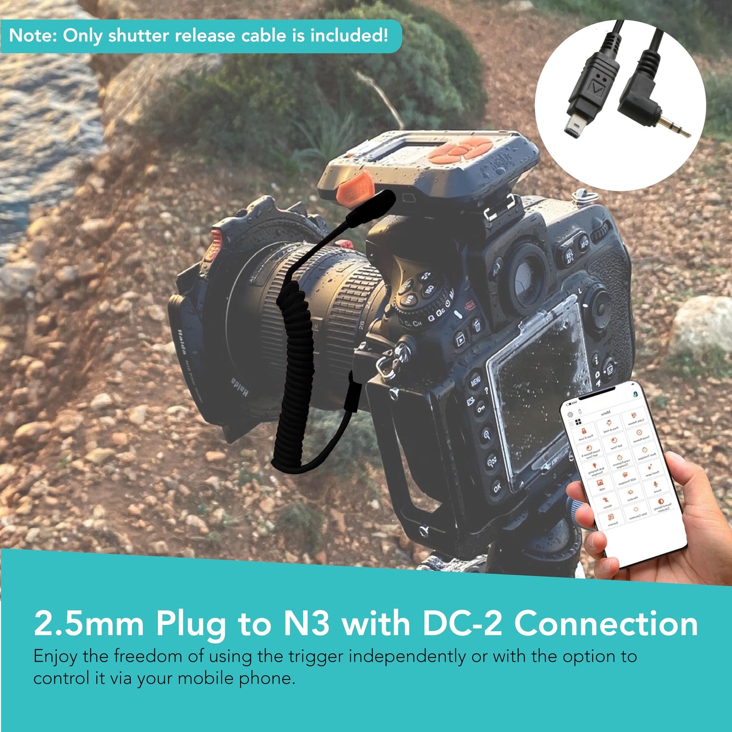 Foto&Tech 2.5mm N3 Remote Control Shutter Release Cable Cord Compatible with Miops Trigger & Nikon Z8 Z6 III D780 Z6 Z7 D7500 D750 D5600 D5500 D7200