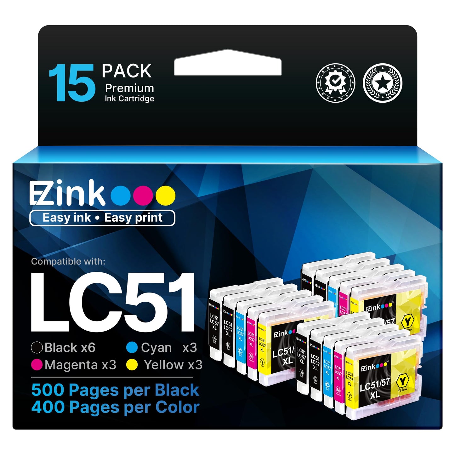 E-Z Ink Compatible for LC51 LC-51 LC51BK LC51C LC51M LC51Y Ink Cartridge