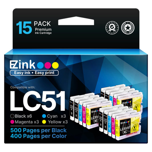E-Z Ink Compatible for LC51 LC-51 LC51BK LC51C LC51M LC51Y Ink Cartridge