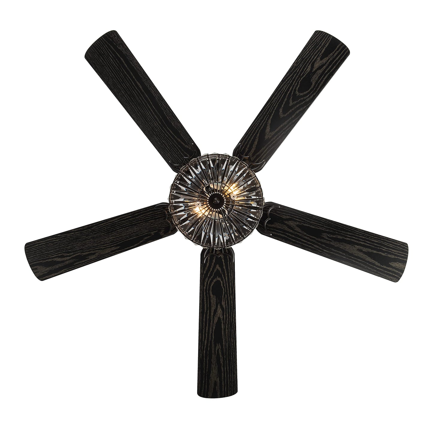 RIVER OF GOODS 52" Glam Double-Lit LED Ceiling Fan with Clear K-9 Crystal Caged Lights - Reversible Blades (Mahogany/Antique Black) - Dimmable Bulbs