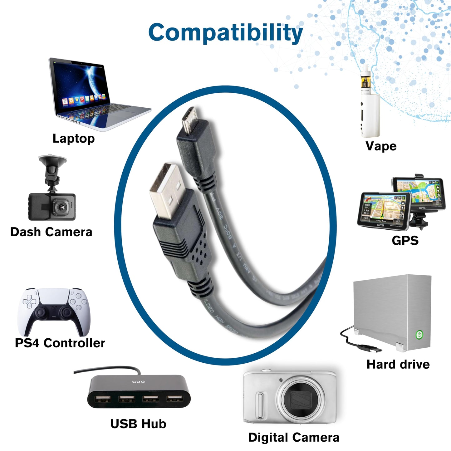 C2G Legrand USB A to B Cable, Male to Male USB Cable, Micro USB Cable, 2 Meters (6.56 Foot) Data Transfer Cable, Black USB Cord, 1 Count, C2G 27365