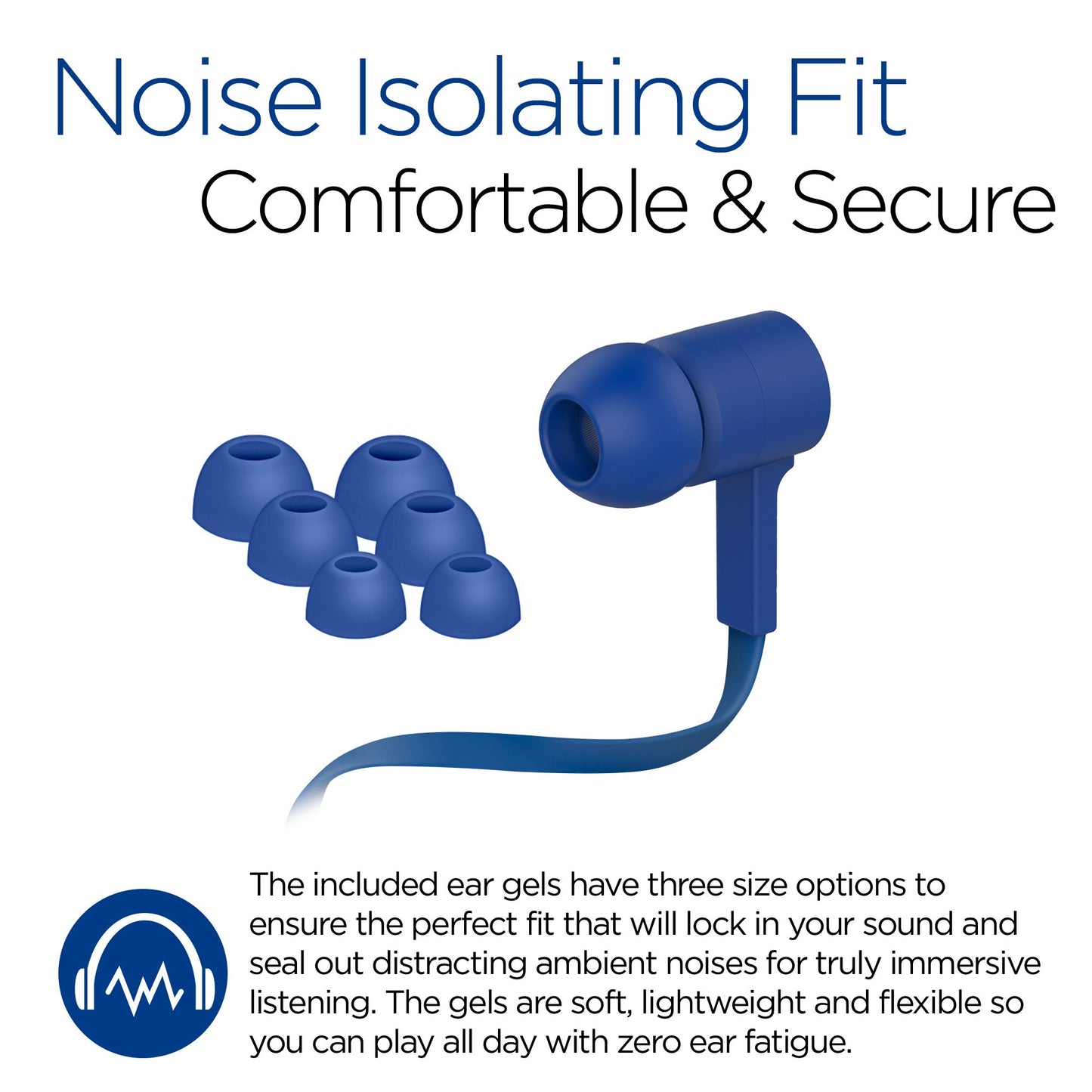 HyperGear in-Ear Wired Earphones with Mic Noise Isolating Fit Earbuds with 3.5mm Aux Jack for Computers, Laptops Tablets, Cell Phones & More [Blue]