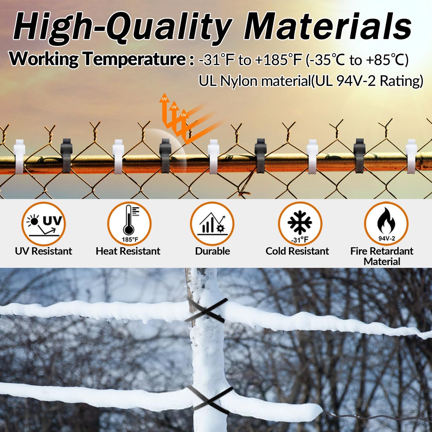 Zip Ties 12 Inch Cable Ties 300 Pack Cable Zip Ties Clear Tie Wraps with 50 Pounds Tensile Strength, Self-Locking Cable Ties, UV Resistant Nylon Wire
