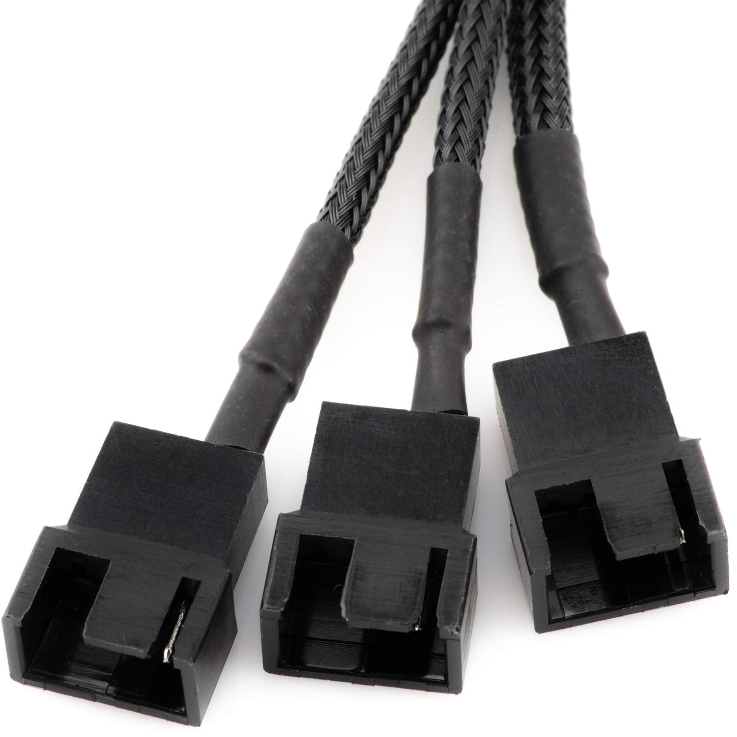 CRJ 15-Pin SATA to 3 PC Fan Power Adapter Cable - 12-inch (30cm), Black Sleeved - Power Up to Three 3-Pin & 4-Pin Computer Cooling Fans from an ATX