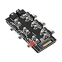 12V 4Pin PWM & 5V 3Pin ARGB with SATA 15Pin Power 2-in-1 Hub 6 Way Sync CPU Cooling Fan Addressable RGB Lighting PCB Splitter for Extended Motherboard