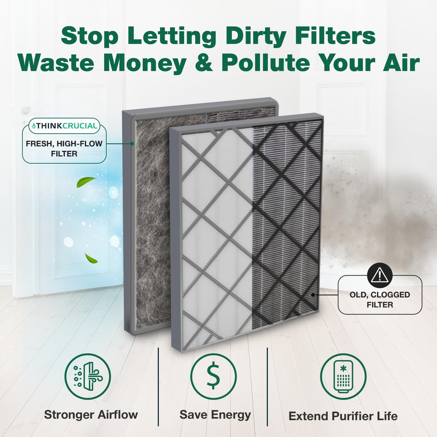 1 Premium HEPA Air Purifier Filter with Activated Carbon, Fits Shark Air Purifier 6 HE601 and HE602, Part no. HE6FKPET, HE6FKBAS, HE6FKPRO - Triple